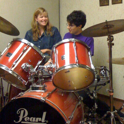 special needs boy plays drums
