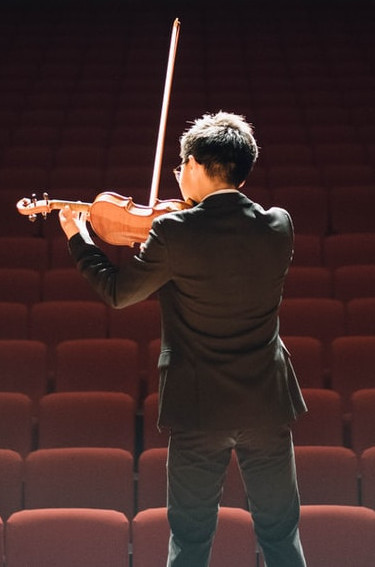 Boy performs violin